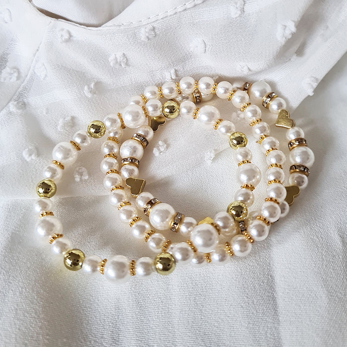 Rondeller med strass, guld-vit, 6mm, 50st