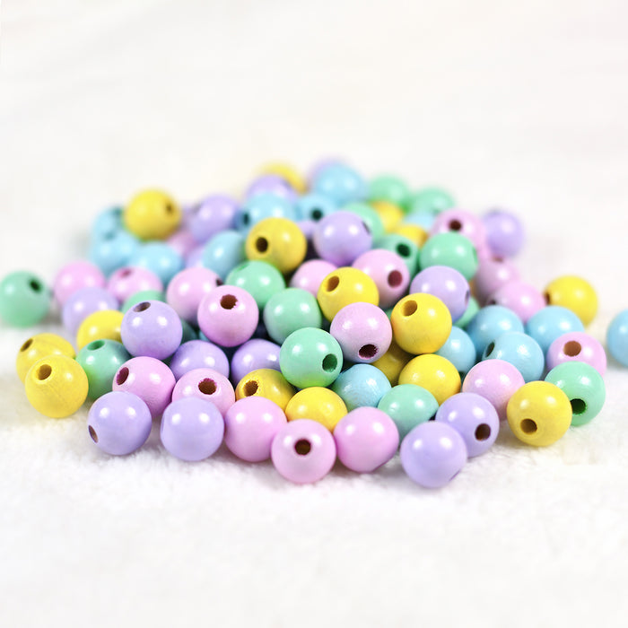Träpärlor, 10mm, mint, 50st