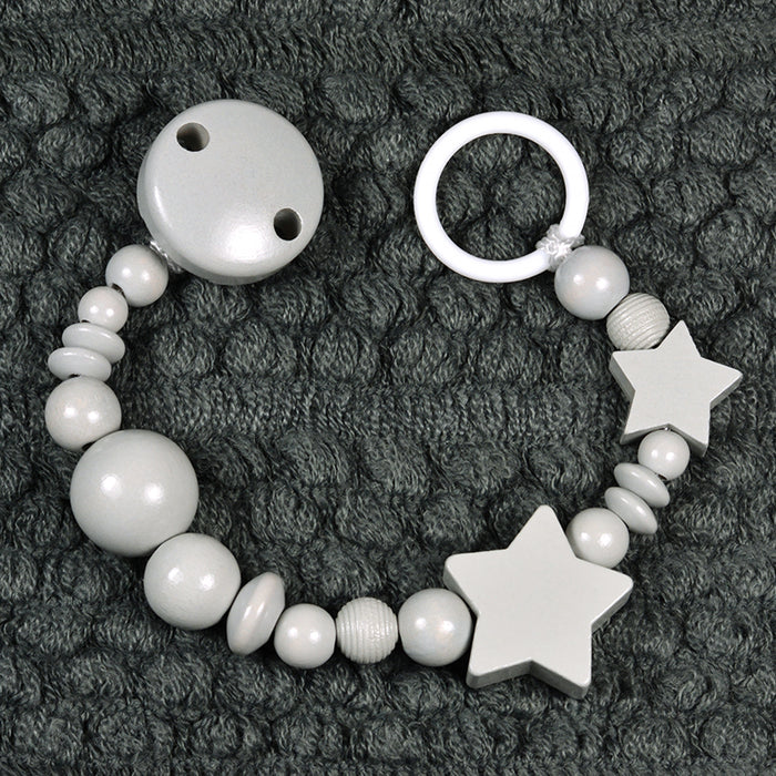 Räfflade träpärlor, 10mm, ljusgrå, 35st