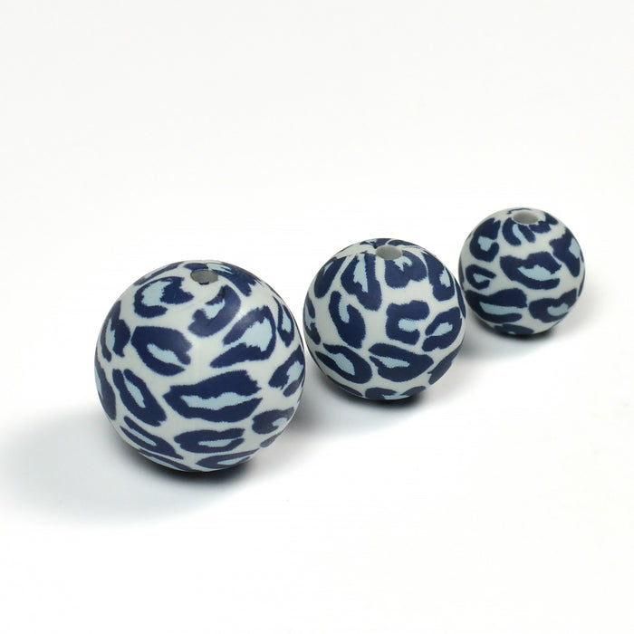 Silikonpärlor, leopard grå, 19mm