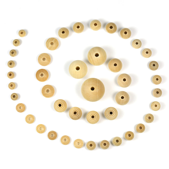 Räfflade träpärlor, 10mm, obehandlad, 35st
