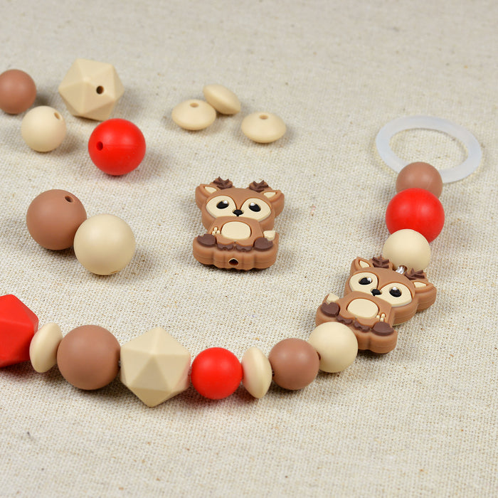 Kantig silikonpärla, beige, 16mm