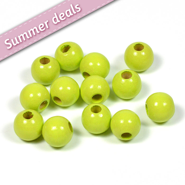 Träpärlor, 8mm, lime, 60st