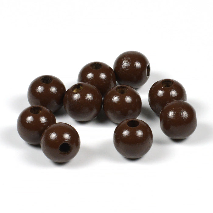 Träpärlor, 10mm, chokladbrun, 50st