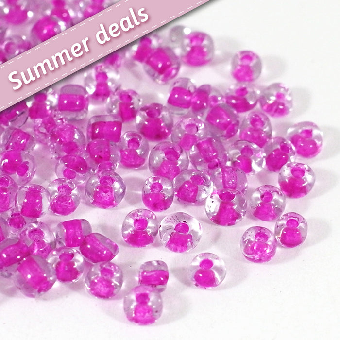 Seed Beads, 4mm, color inside fuchsia, 30g