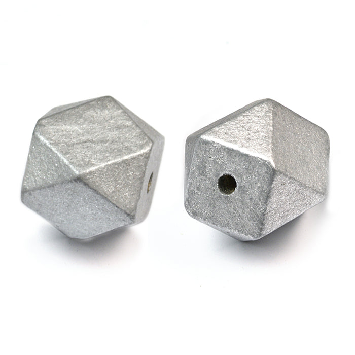 Kantiga träpärlor i färg, 20mm, 2-pack