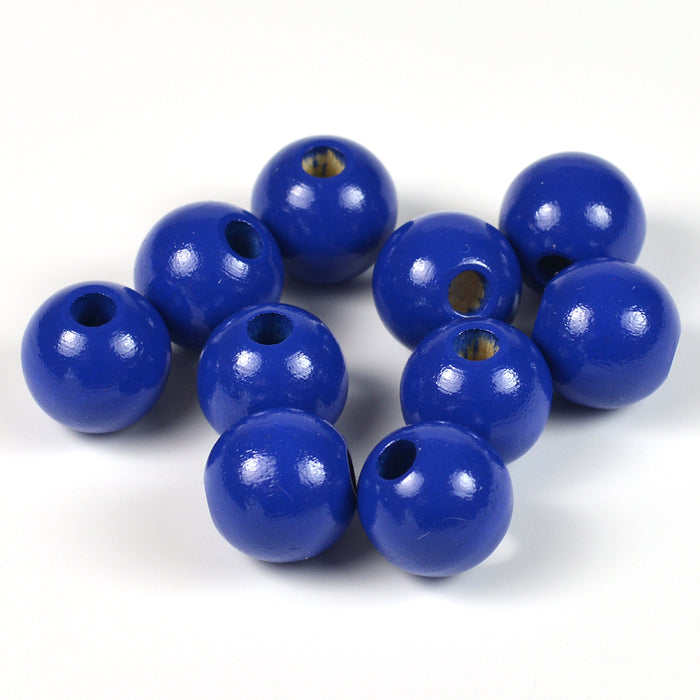 Träpärlor, 12mm, mörkblå, 35st