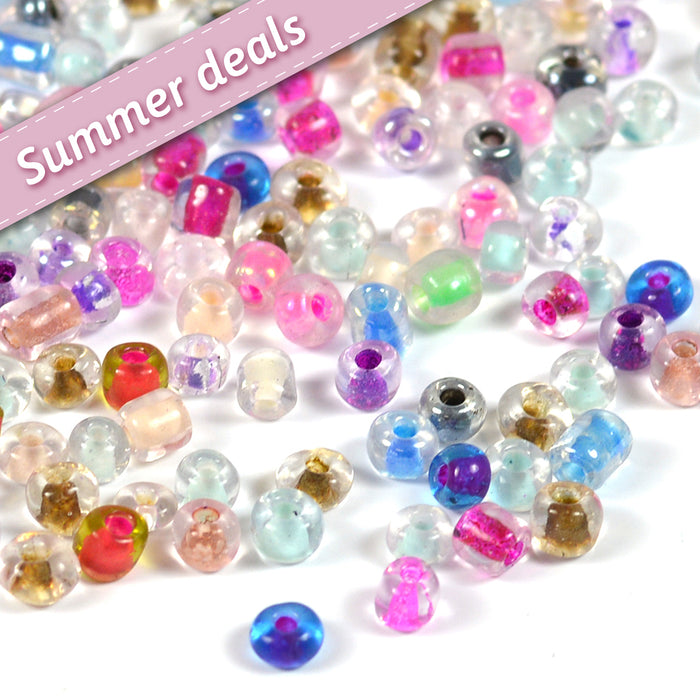 Seed Beads, 4mm, color inside mix, 30g