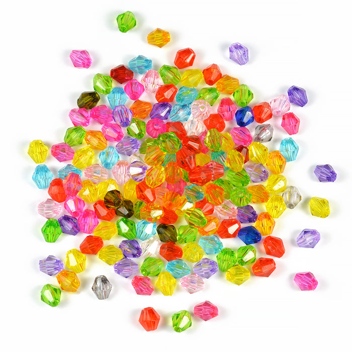 Bicone akrylpärlor, transparent-mix, 6x5mm, 300st