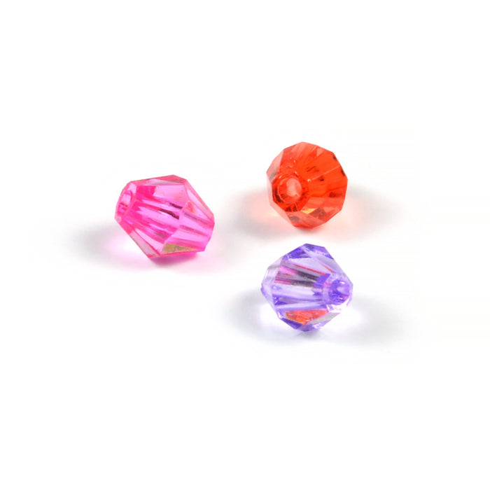 Bicone akrylpärlor, transparent-mix, 6x5mm, 300st