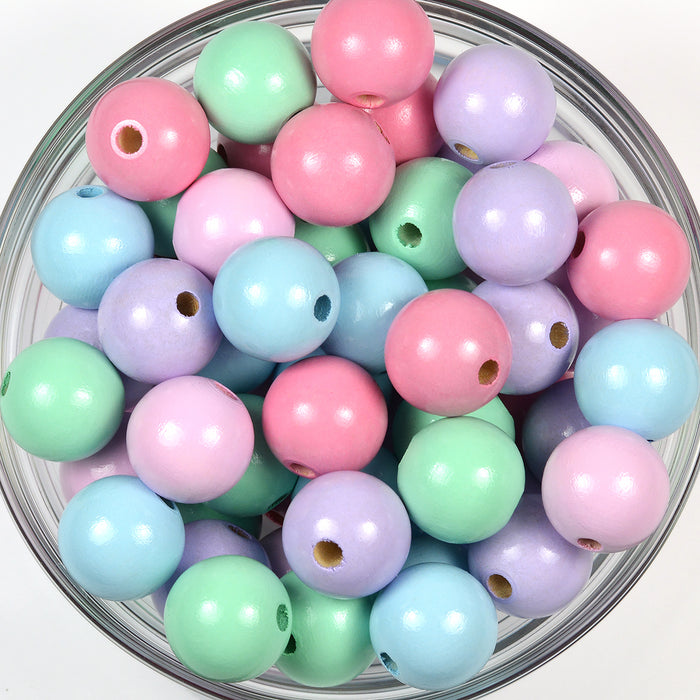 Träpärlor, 20mm, lavendel, 10st