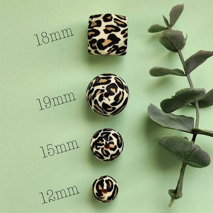 Silikonpärlor, leopard, 19mm