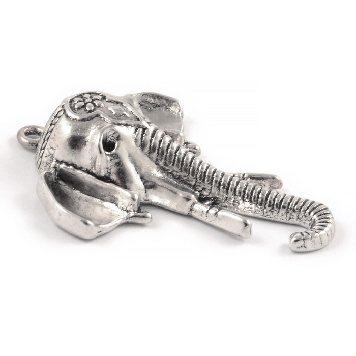 Berlock, elefanthuvud, antiksilver, 34x41mm, 2st