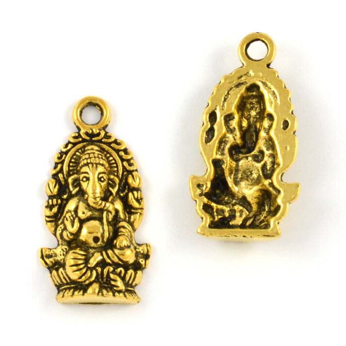 Berlock, Ganesha, antikguld, 14x22mm, 3st