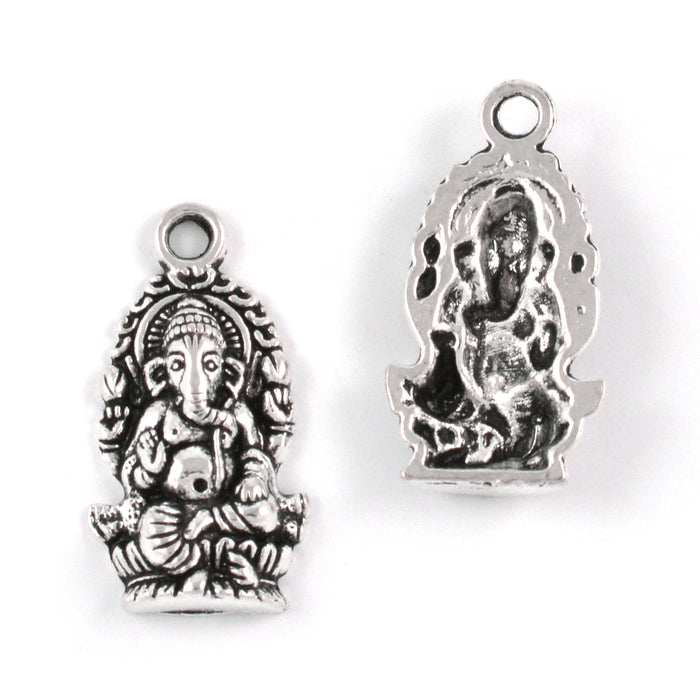 Berlock, Ganesha, antiksilver, 14x22mm, 3st