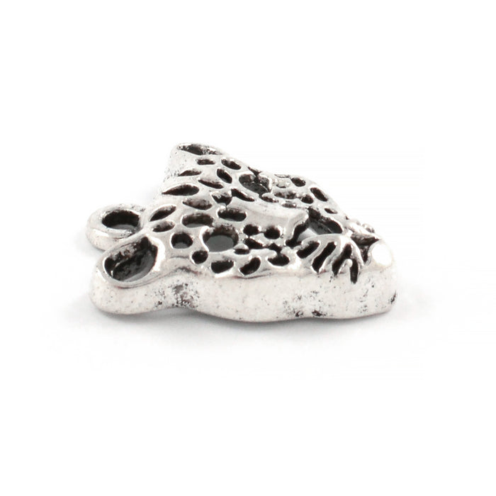 Berlock, leopardhuvud, antiksilver, 18mm, 3st