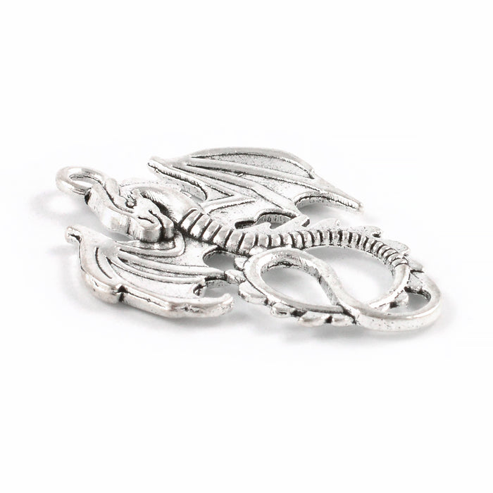 Berlock, drake, antiksilver, 28x31mm, 2st