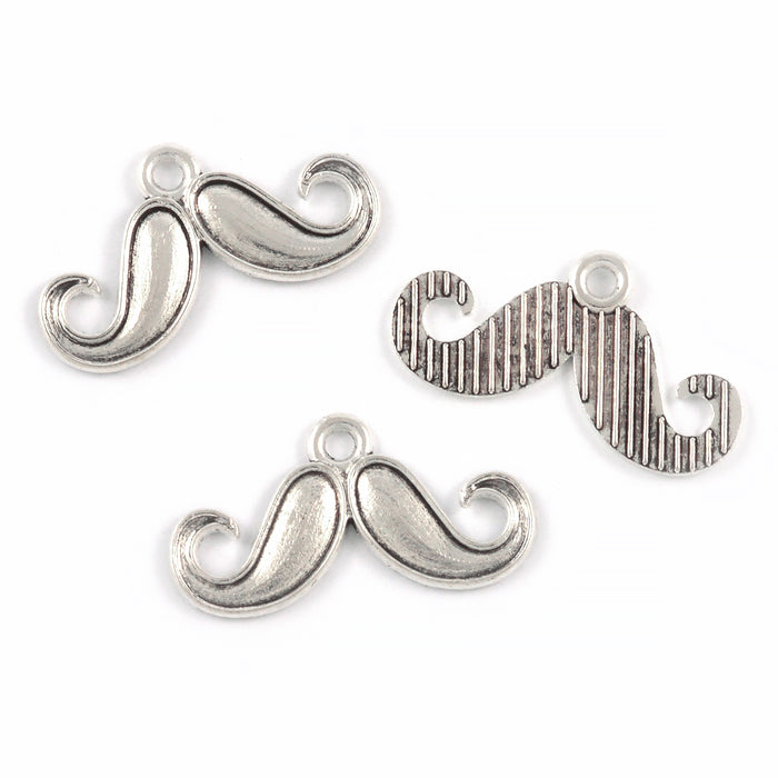 Berlock, mustasch, antiksilver, 24x10mm, 5st