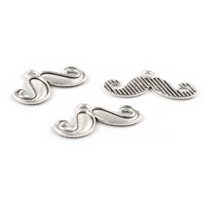 Berlock, mustasch, antiksilver, 24x10mm, 5st
