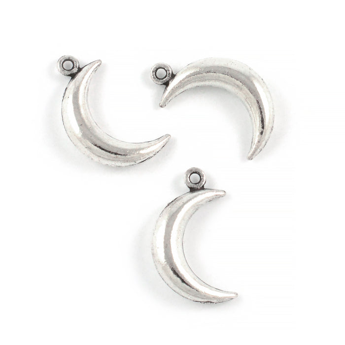 Berlock, halvmåne, antiksilver, 11x15mm, 5st