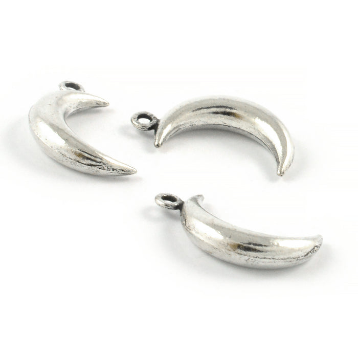 Berlock, halvmåne, antiksilver, 11x15mm, 5st