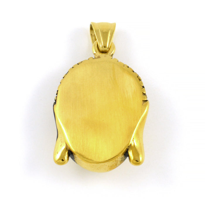 Stor berlock / hänge, Buddha huvud, rostfritt stål i guld, 24x29mm, 1st