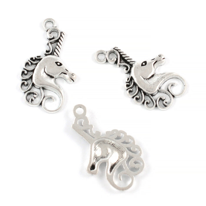 Berlock, enhörning, antiksilver, 15x23mm, 5st