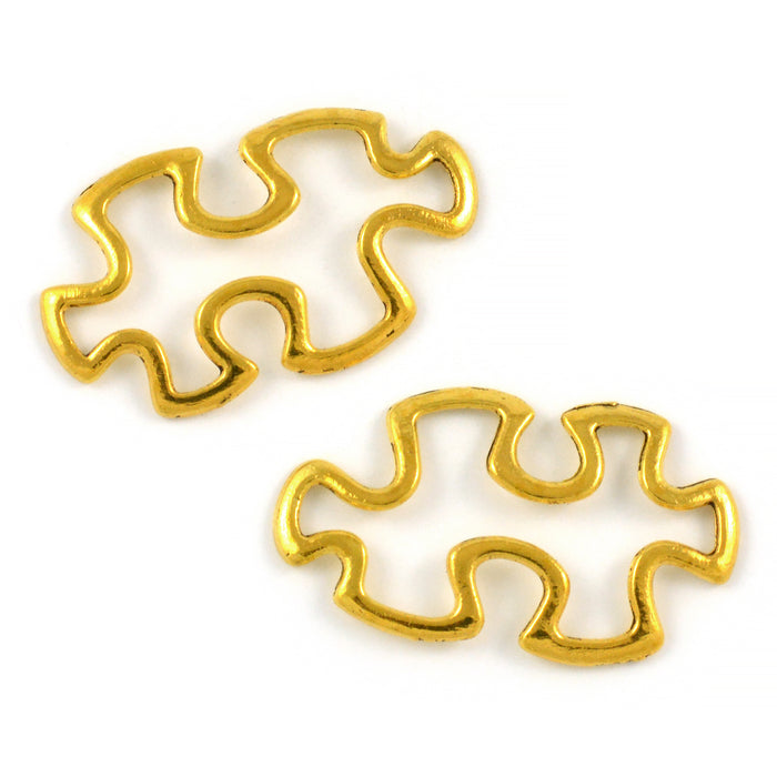 Connector, pusselbit, antikguld, 30x17mm, 5st