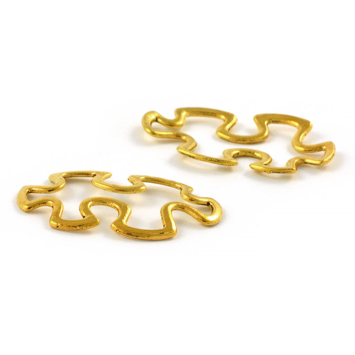 Connector, pusselbit, antikguld, 30x17mm, 5st