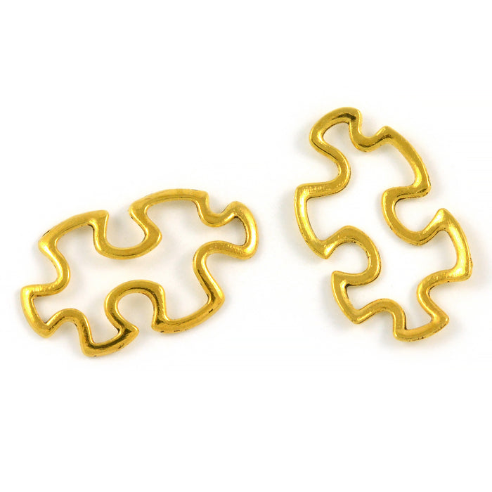 Connector, pusselbit, antikguld, 30x17mm, 5st
