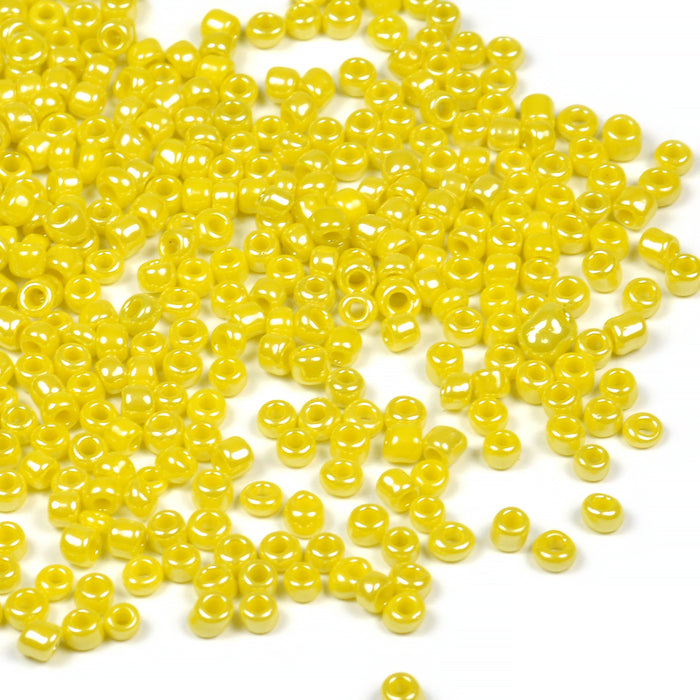 Seed Beads, 2mm, lustered gul, 30g