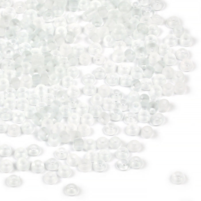 Seed Beads, 2mm, frostad-transparent vit, 30g