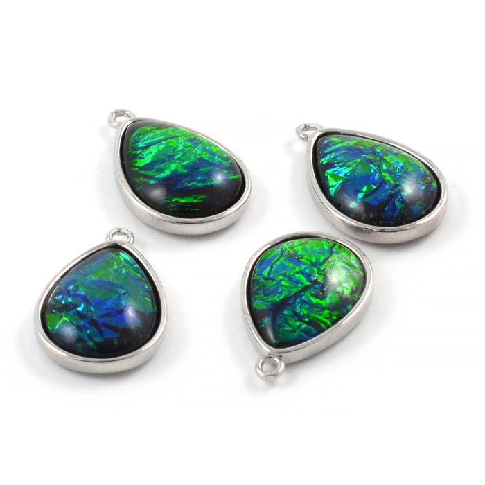 Berlock med syntetisk ammolit, droppe, 15x20mm, 1st