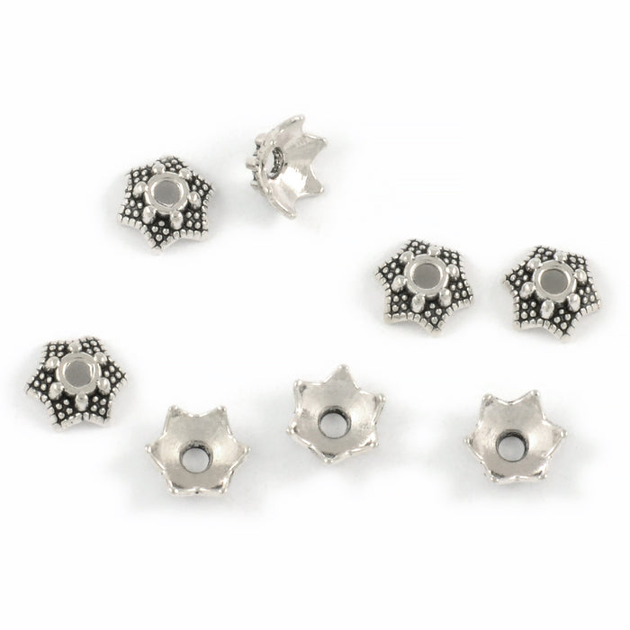 Pärlhattar, stjärna, antiksilver, 6mm, 20st