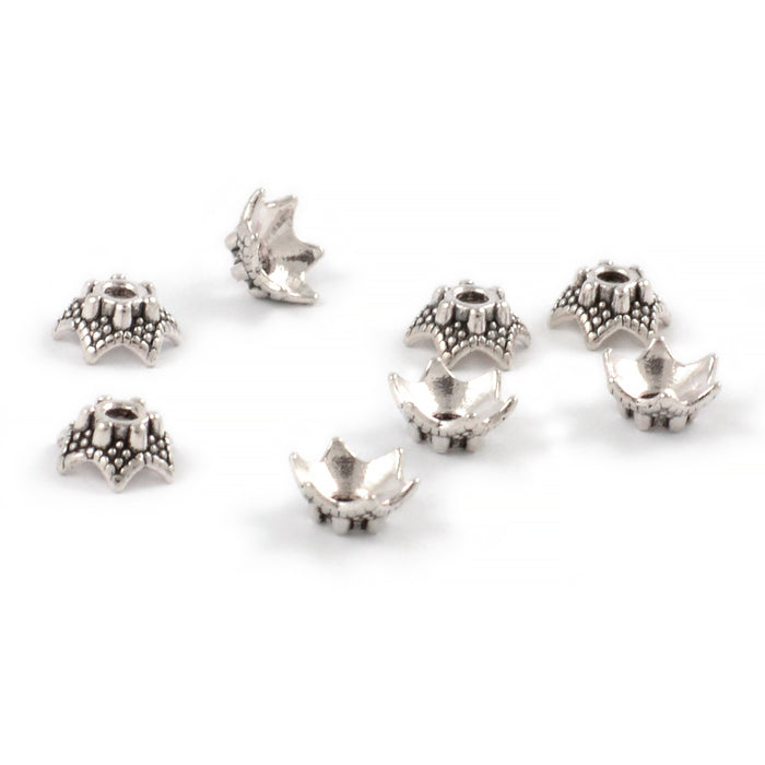 Pärlhattar, stjärna, antiksilver, 6mm, 20st
