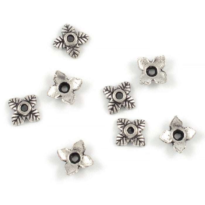 Pärlhattar, löv, antiksilver, 6mm, 20st