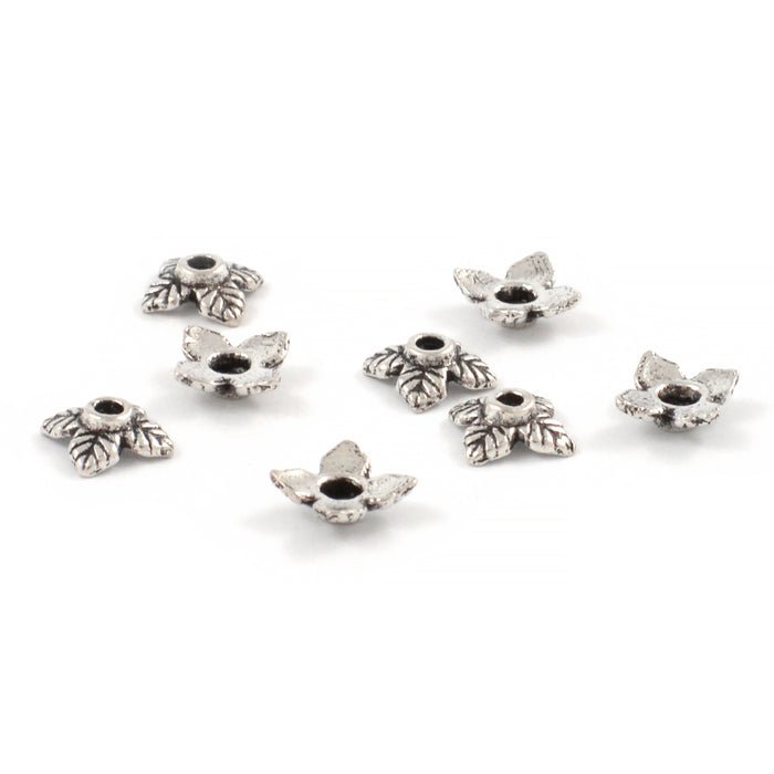 Pärlhattar, löv, antiksilver, 6mm, 20st