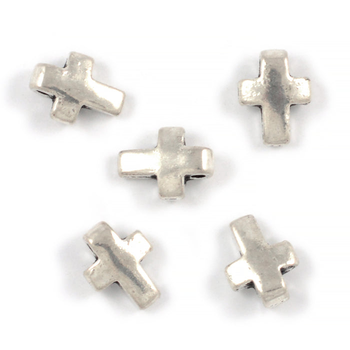 Metallpärlor, kors, antiksilver, 8x11mm, 15st