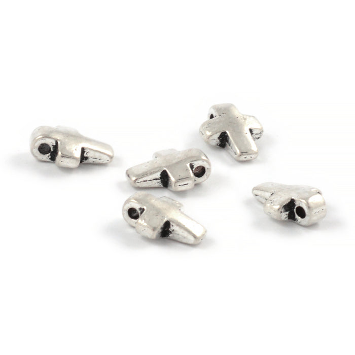 Metallpärlor, kors, antiksilver, 8x11mm, 15st