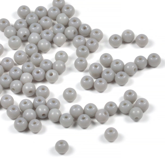 Seed Beads, 4mm, opak ljusgrå, 20g