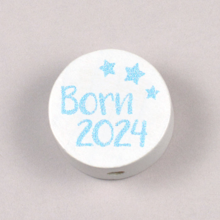 Motivpärla i trä, "Born 2024"