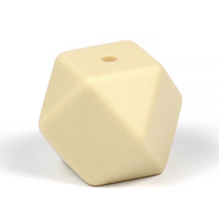 Kantig silikonpärla, beige, 18mm