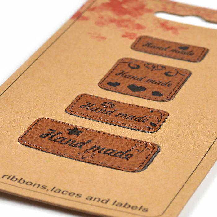 Opry konstläder etiketter "Hand made", 4-pack