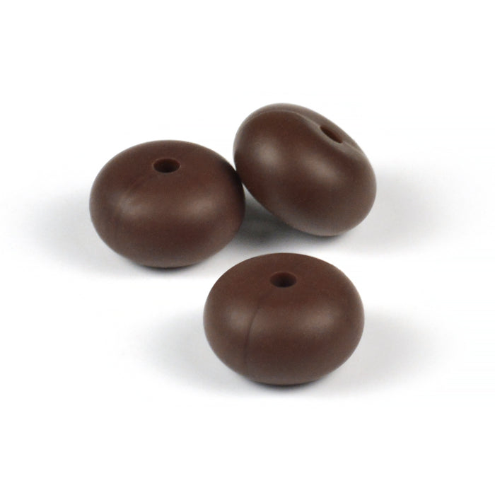 Abacus silikonpärlor, chokladbrun, 3st