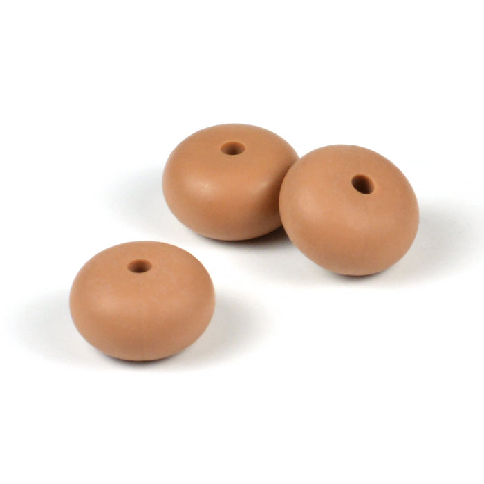Abacus silikonpärlor, nougat, 3st