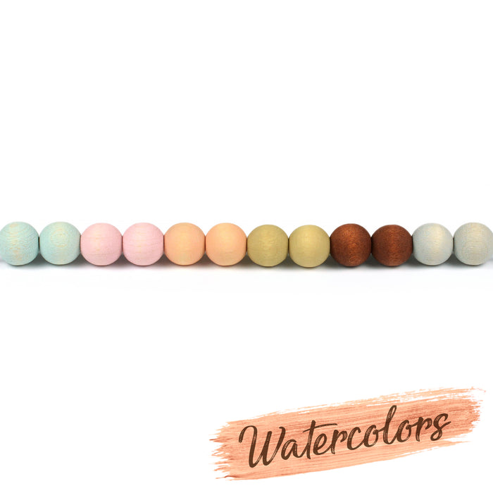 Träpärlor, 10mm, watercolors – apricot, 40st