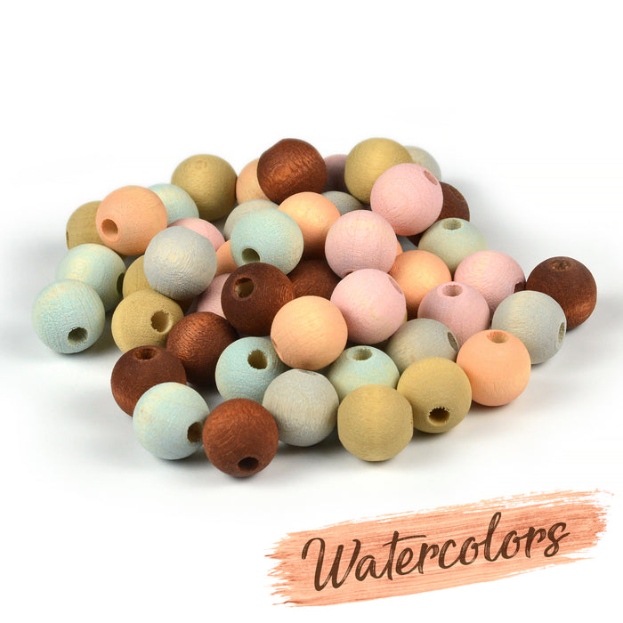 Träpärlor, 10mm, watercolors – rose, 40st