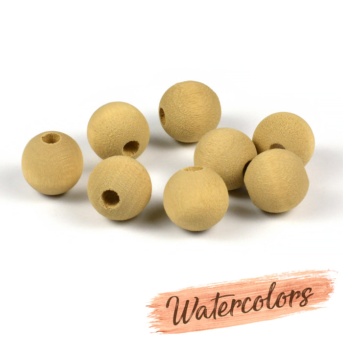 Träpärlor, 10mm, watercolors – beige, 40st