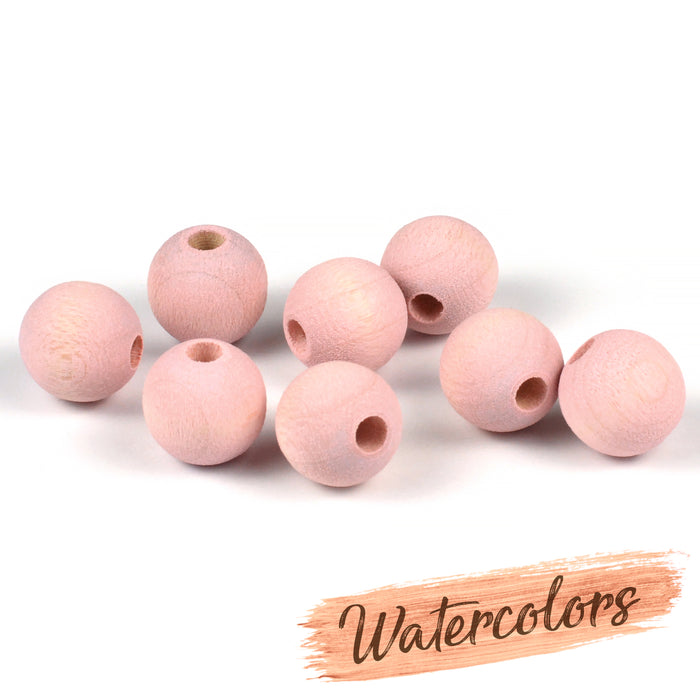 Träpärlor, 10mm, watercolors – rose, 40st
