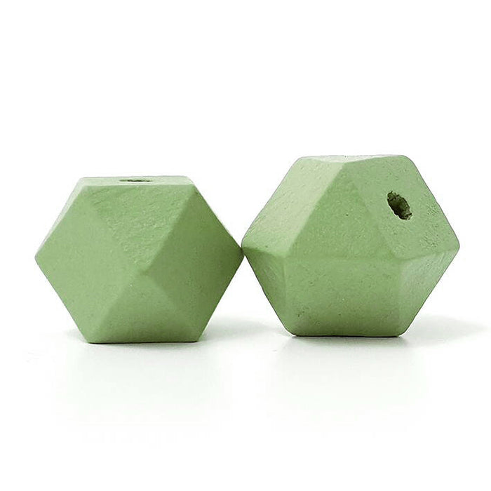 Kantiga träpärlor i färg, 15mm, 2-pack
